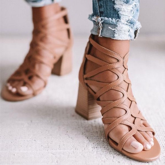 Genuine Leather Tassel Strappy Block Heel Sandal - Picture 2 of 5